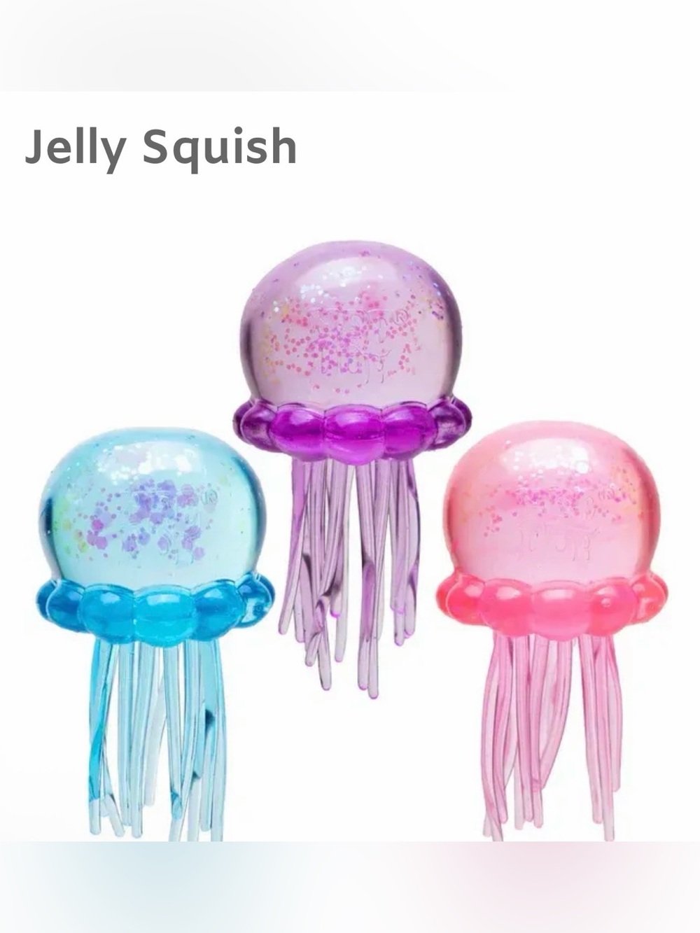 Impossible!!Jelly Squish Glitter Jellyfish Stress Toy - Pink, Purple, Blue